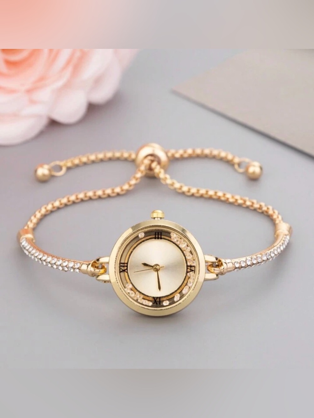 Gold Crystal Accent Women's Bracelet Watch